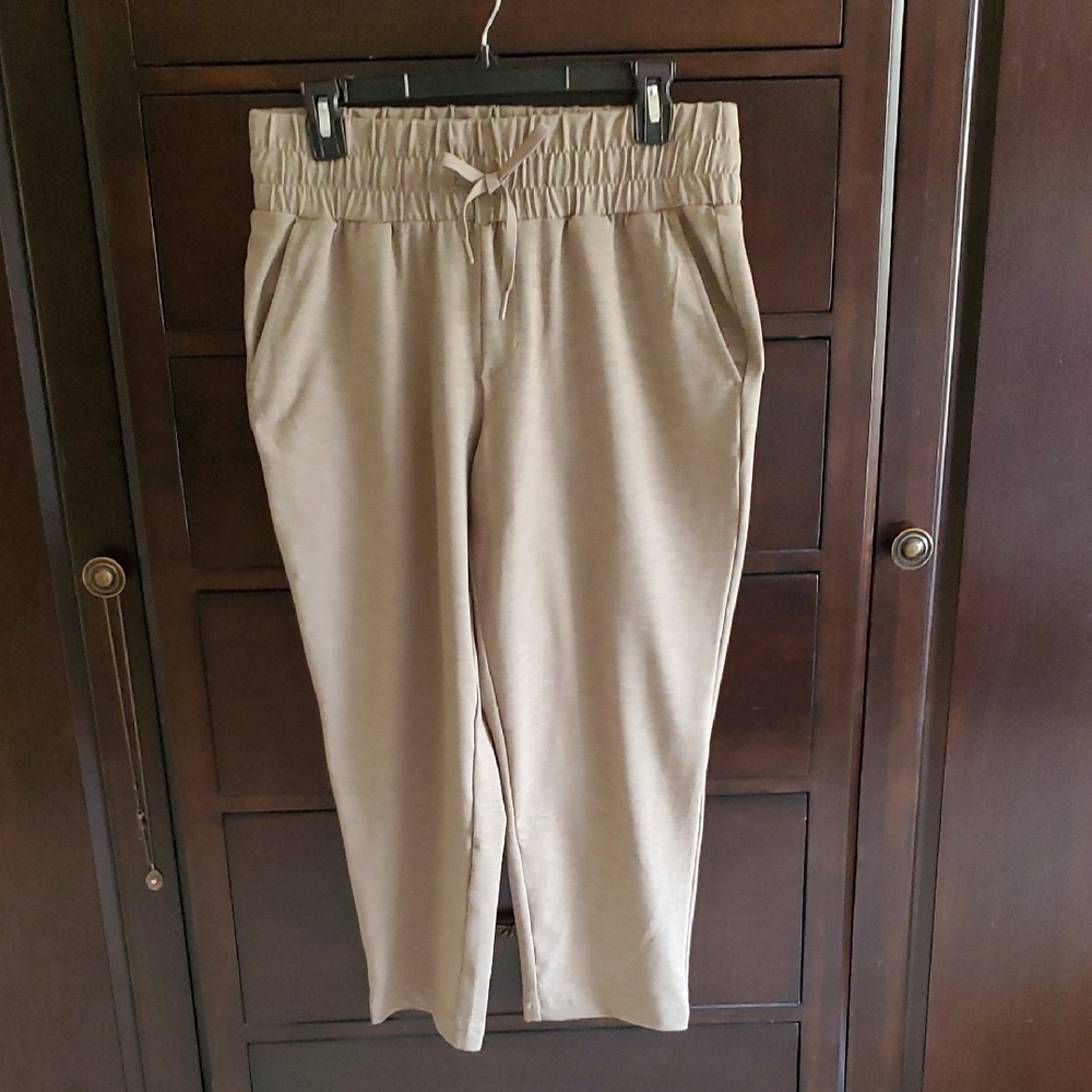 Tan Elastic Waist Jogger Pants